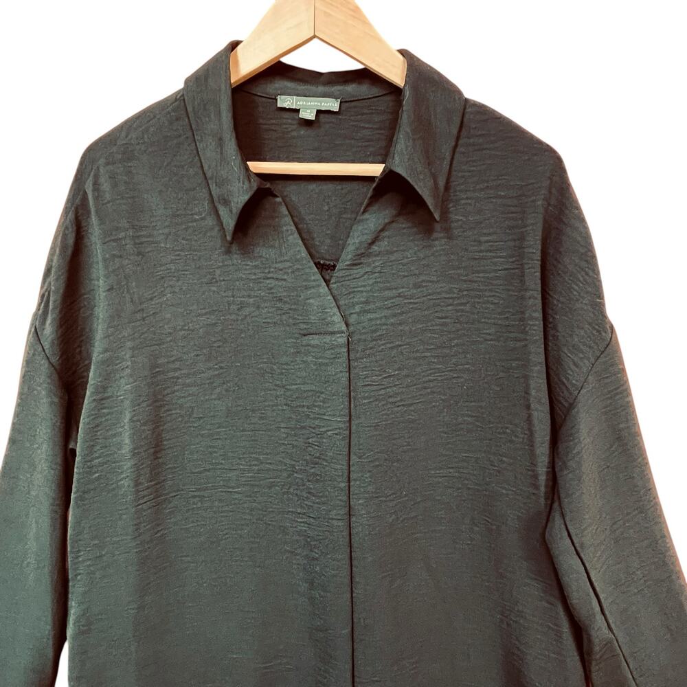 Adrianna Papell Womens Black Minimalist Long Sleeve Professional Casual Blouse M - Picture 3 of 5